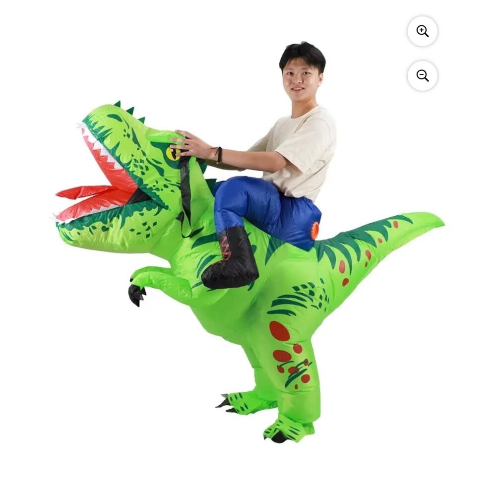 Dinosaur Inflatable Costume Green Tyrannosaurus Halloween Adult One Size